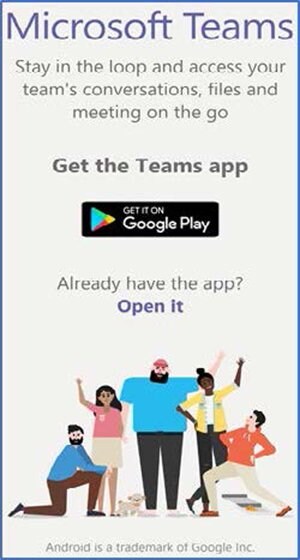 screenshot of microsoft teams on the google play store