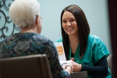 outpatient infusion nurse and patient