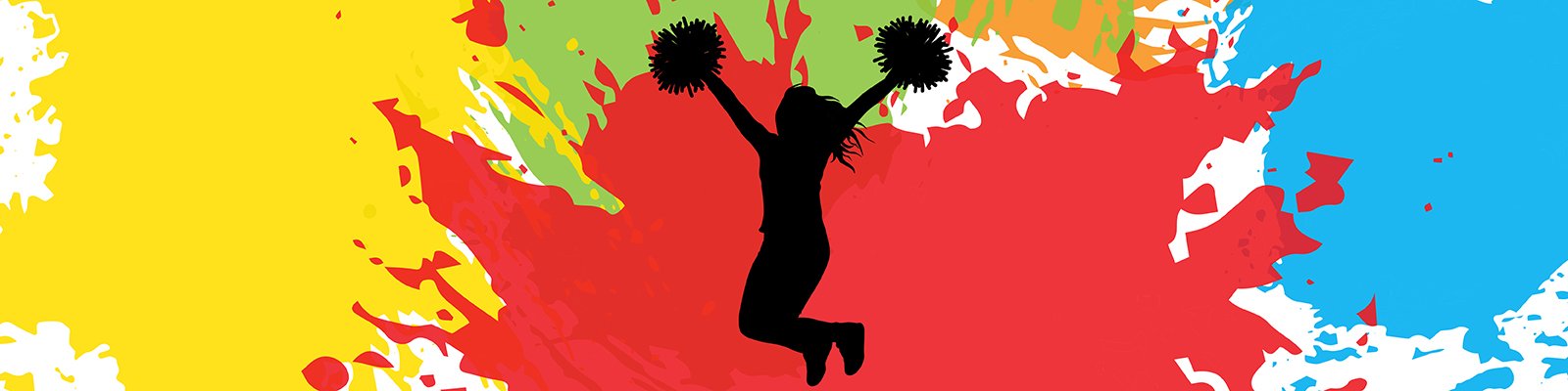 colorful art of cheerleader with pom poms